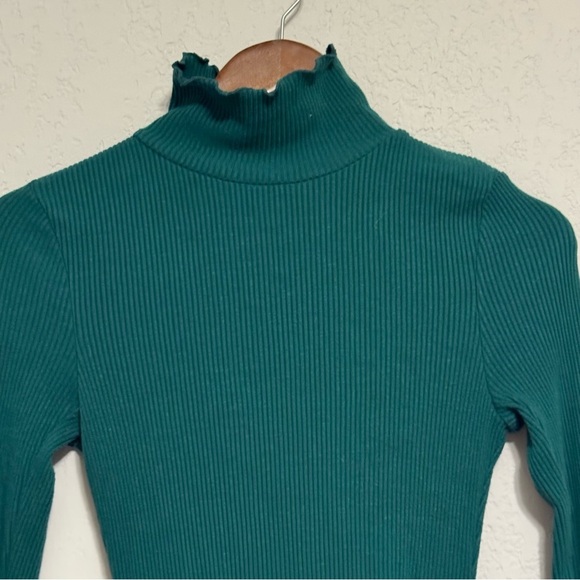 Women's Intimately Free People Teal Ribbed Turtleneck Bodysuit - Picture 3 of 7
